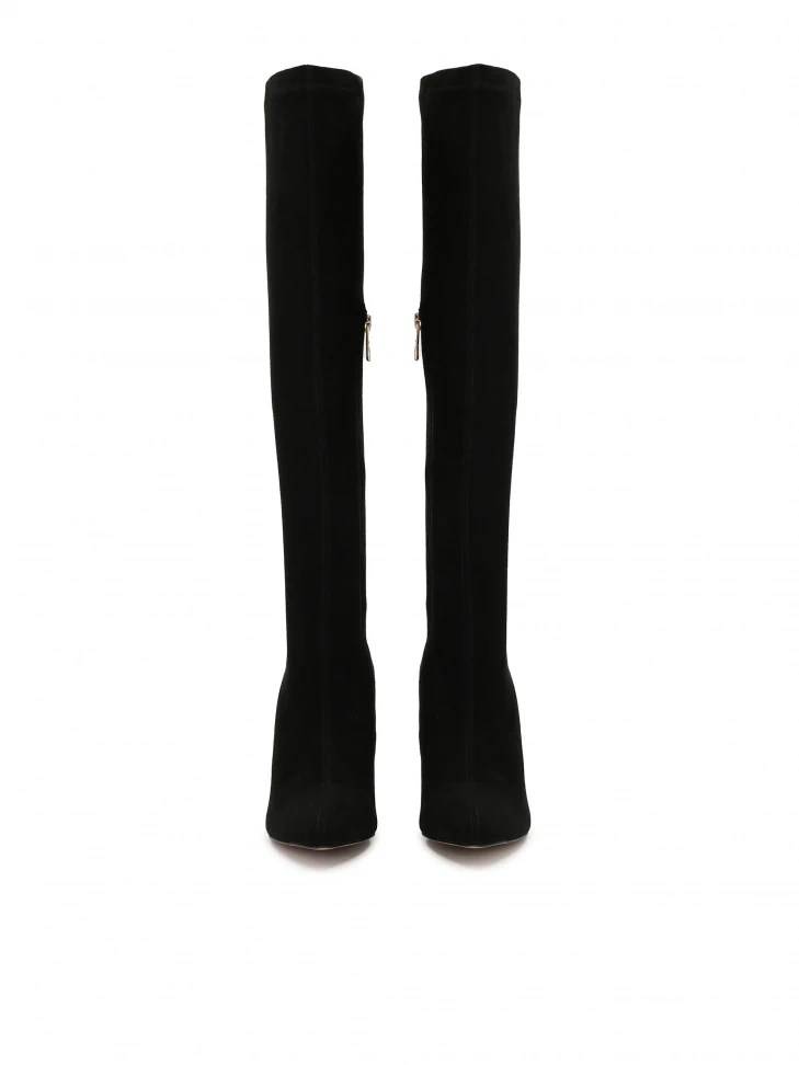 Kazar Black Over-the-knee Boots With Stiletto Heel Made Of Fabric