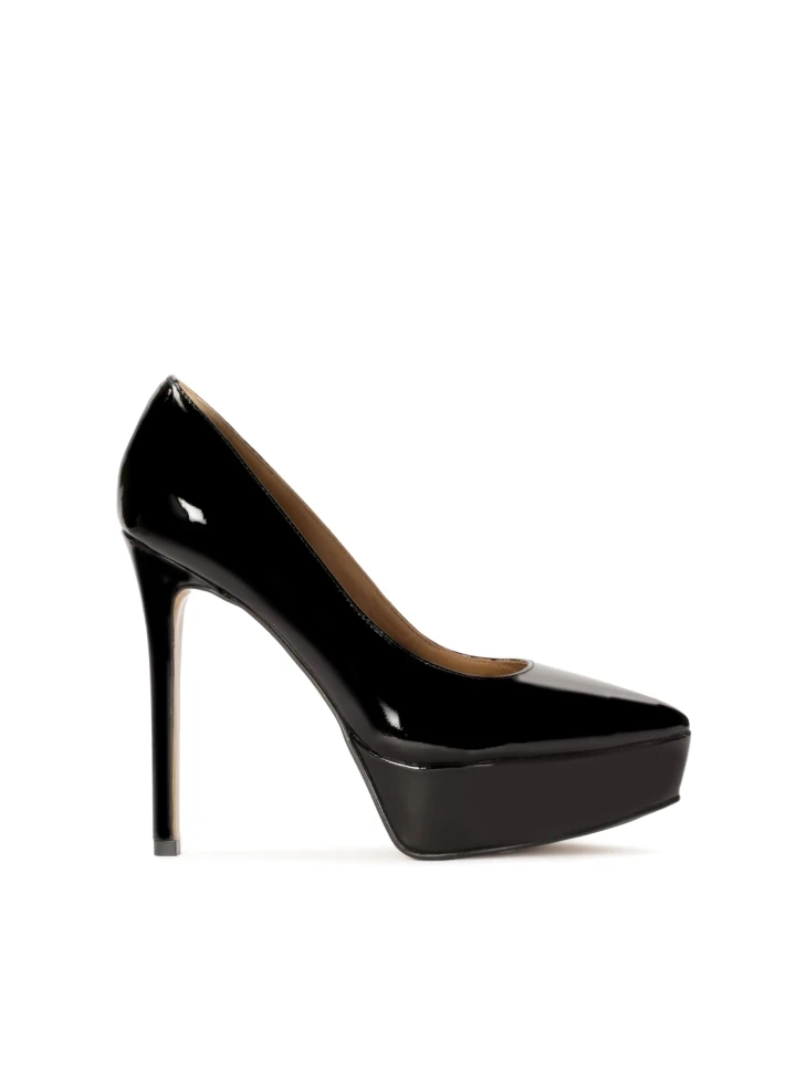 kazar Black patent leather platform and stiletto pumps