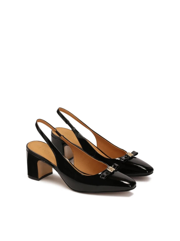 Kazar Black Patent Leather Pumps With Embellishment On The Nose