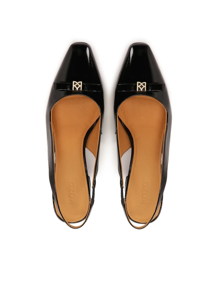 Kazar Black Patent Leather Pumps With Embellishment On The Nose