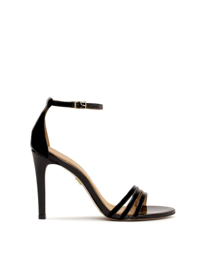 kazar Black patent leather sandals with covered heel