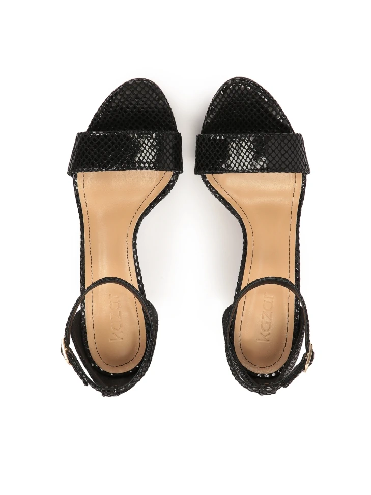 Kazar Black Sandals On An Embossed Leather Platform