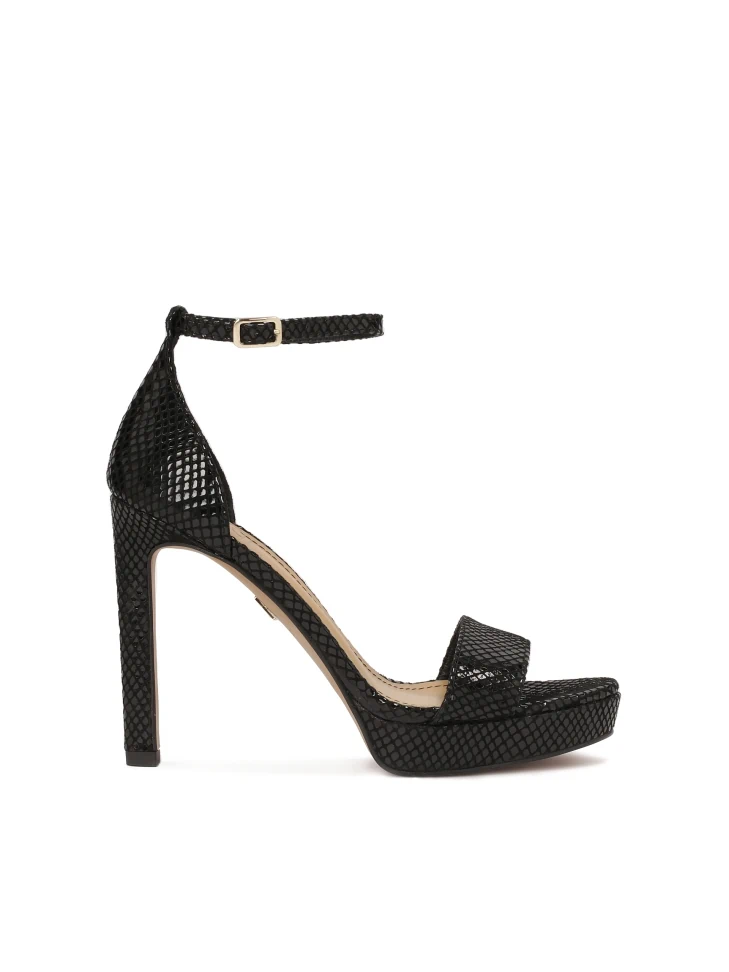kazar Black sandals on an embossed leather platform