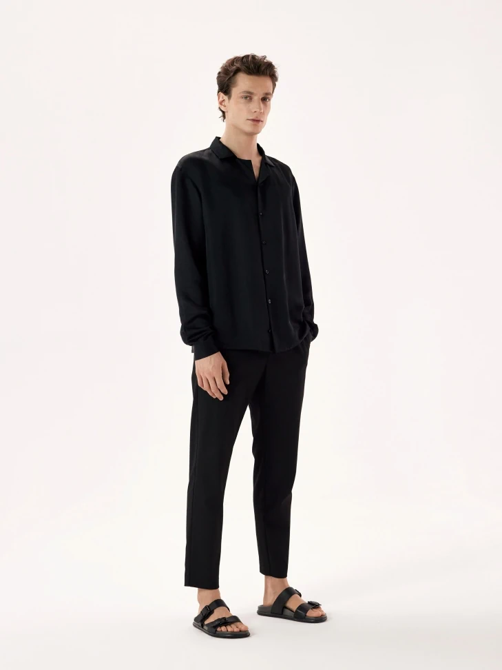 Kazar Black Slides In Grain Leather For Urban Style