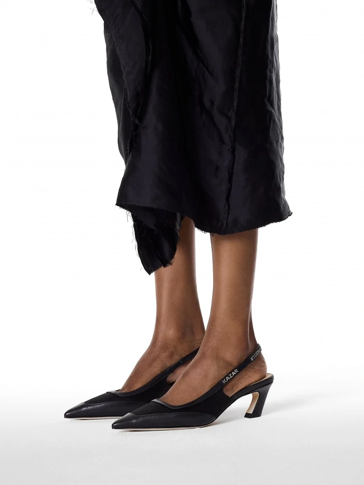 Kazar Black Slingback Pumps With A Fashionable Heel