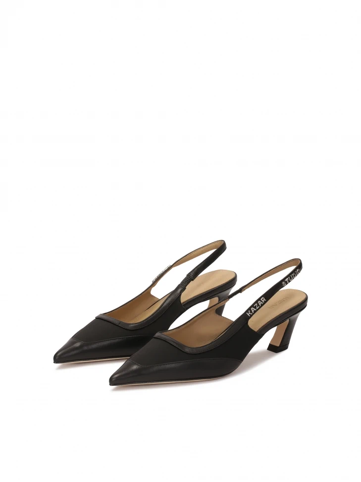 Kazar Black Slingback Pumps With A Fashionable Heel