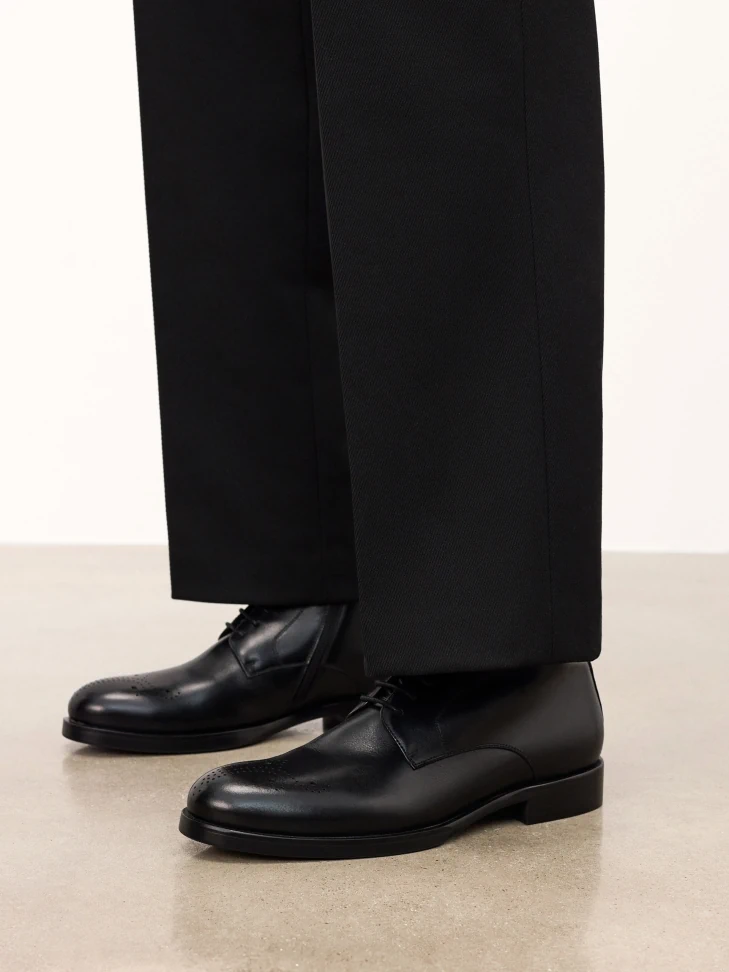 Kazar Black Smooth Leather Boots With Openwork Embellishment