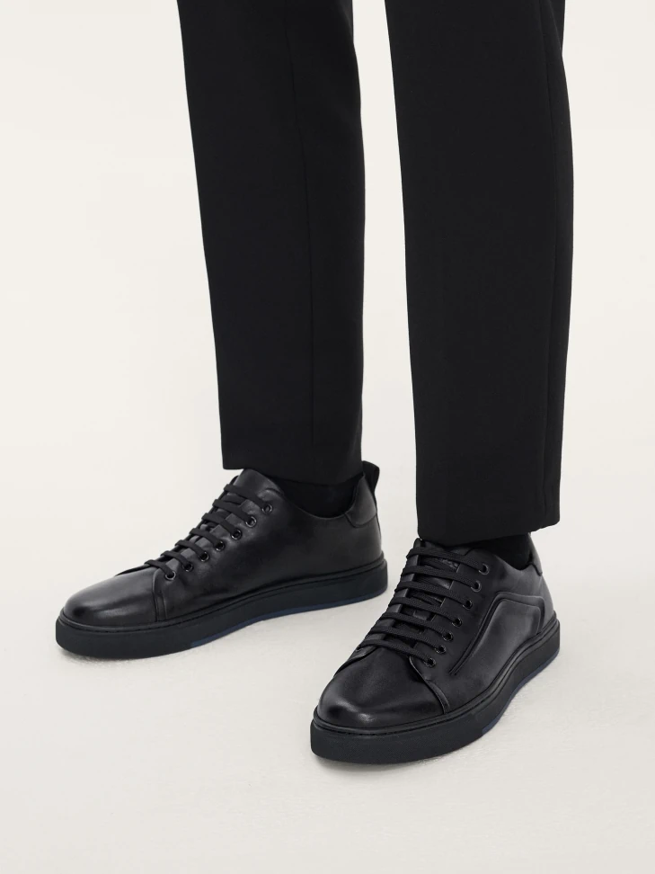 Kazar Black Sneakers For Men With A Protruding Embossed Pattern