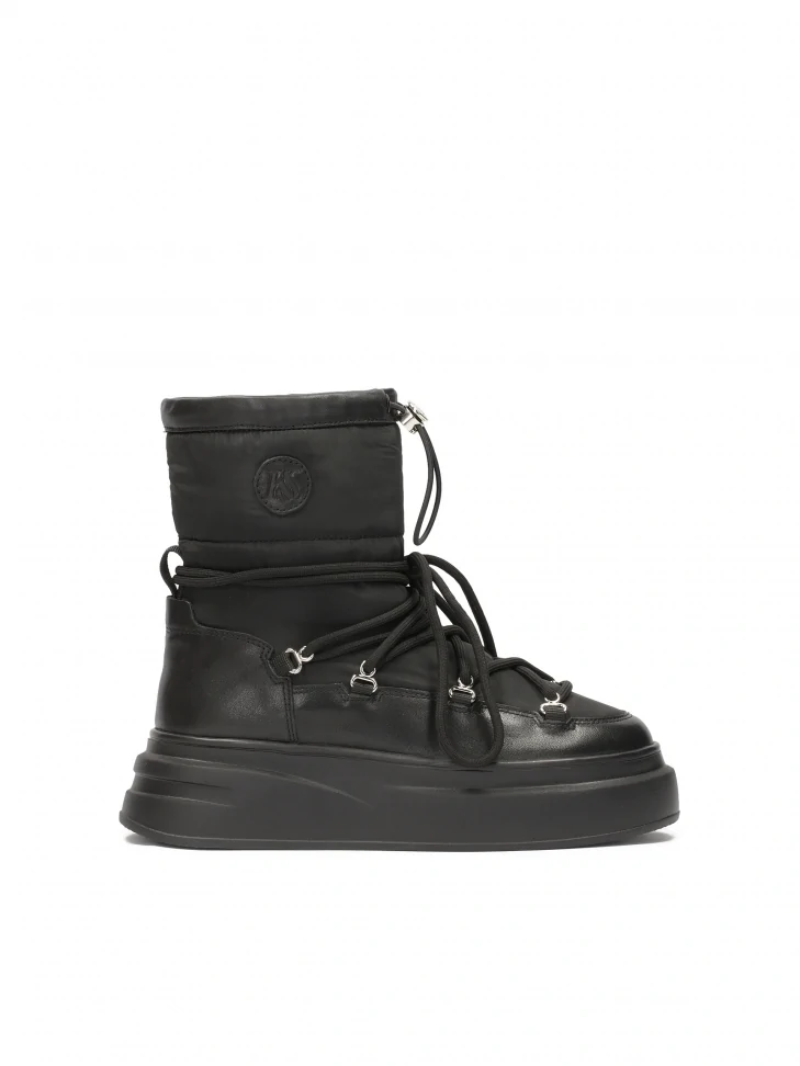 kazar Black snow boots with binding on a thick sole