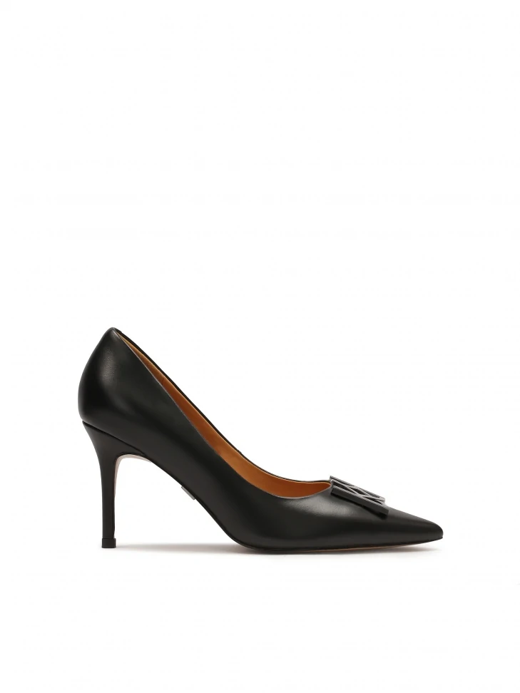kazar Black stilettos with fashionable decoration on the nose