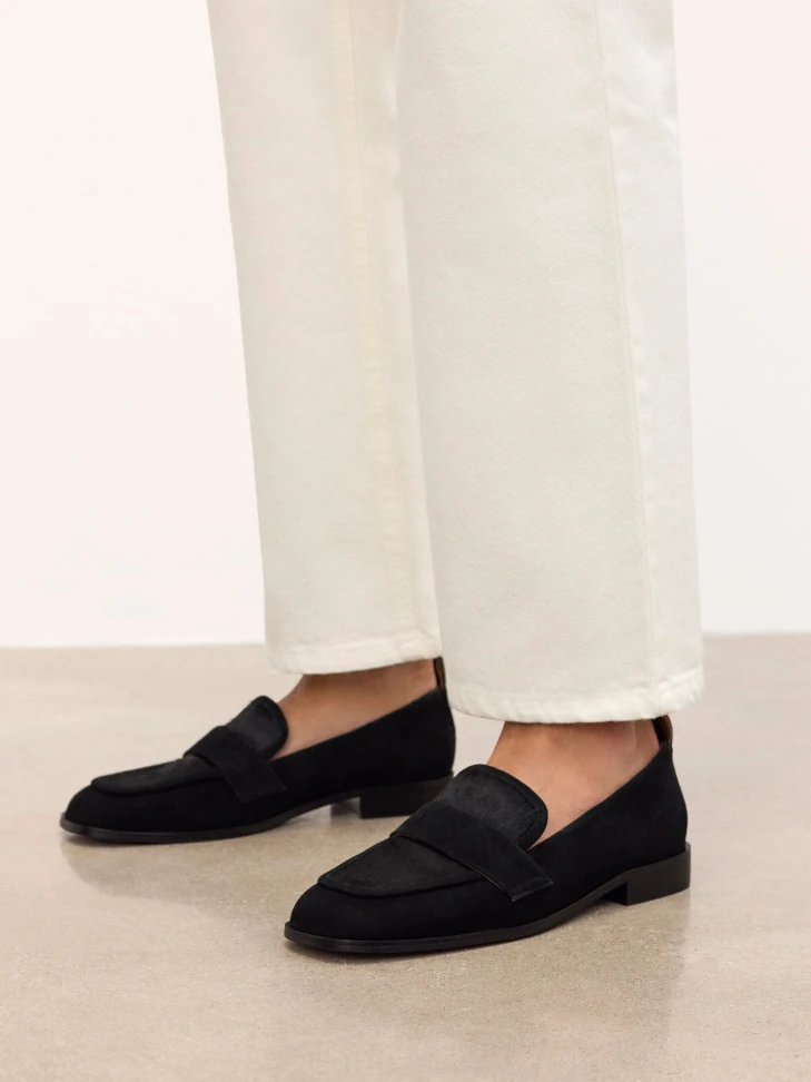 Kazar Black Suede And Leather Loafers With Bristles
