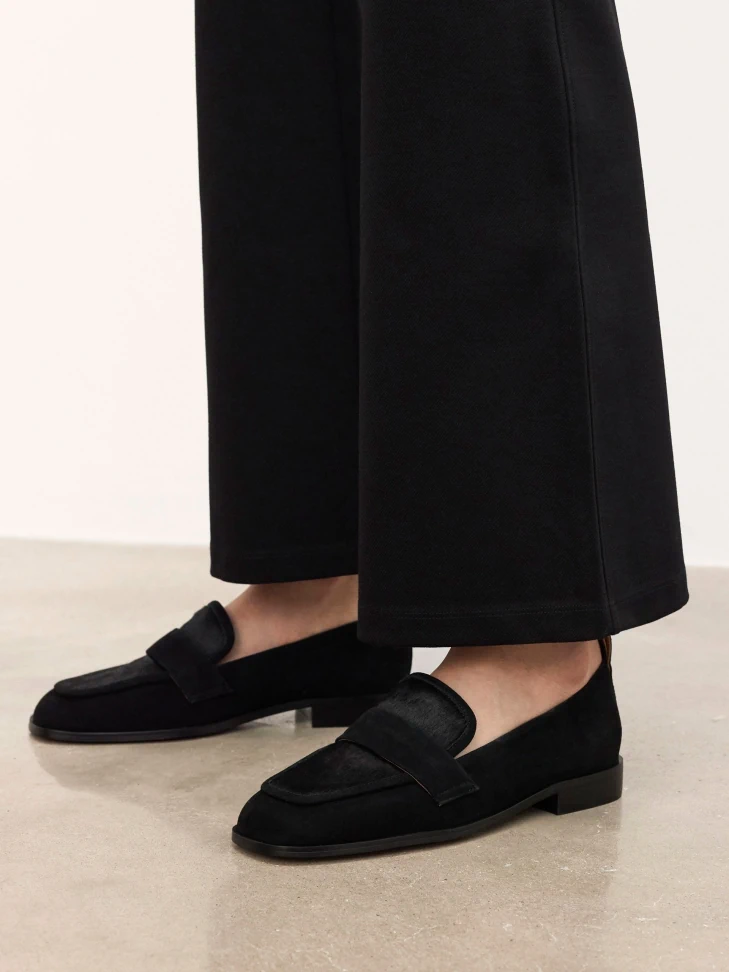 Kazar Black Suede And Leather Loafers With Bristles