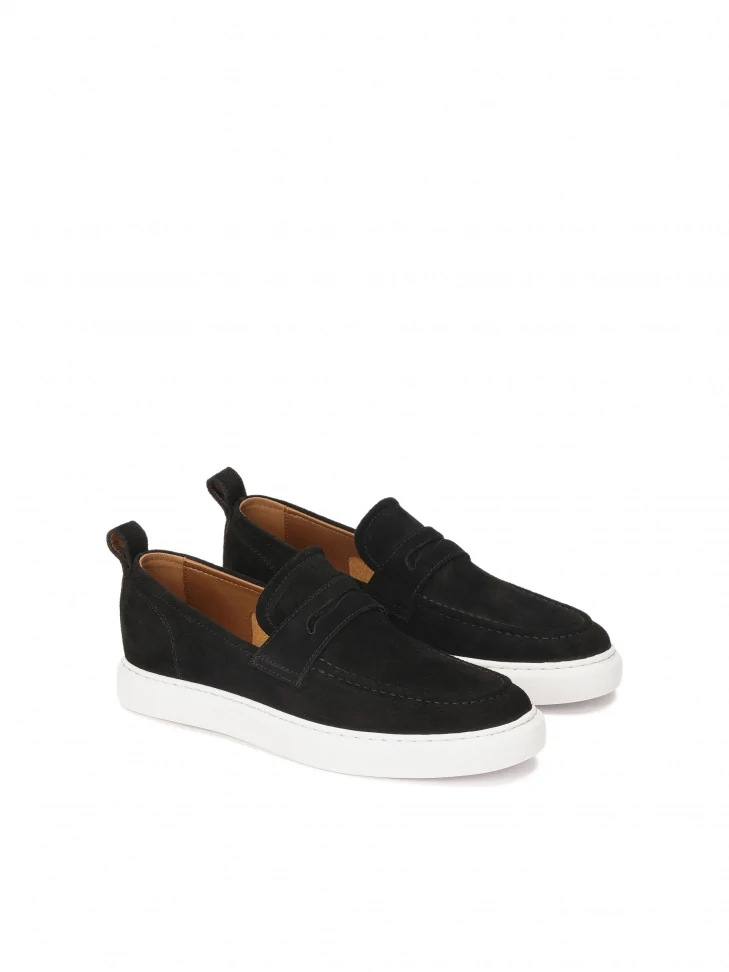 Kazar Black Suede Slip-on Sneakers On Contrasting Sole