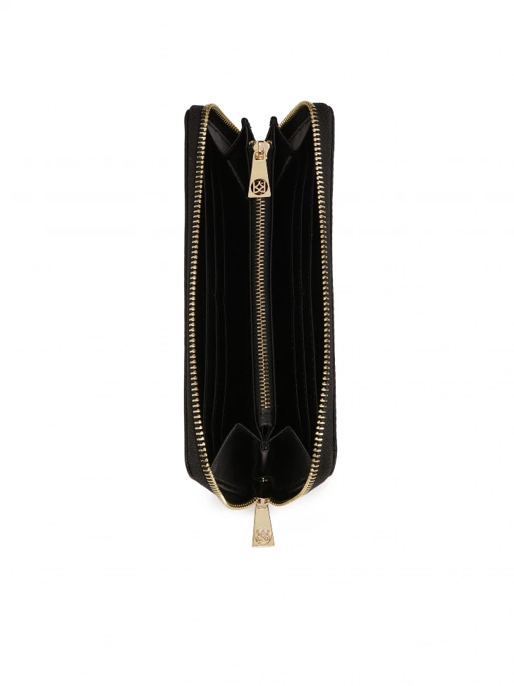 Kazar Black Zip Wallet With Embossed KAZAR Monograms