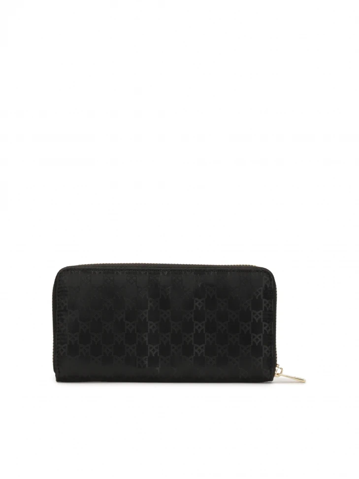 Kazar Black Zip Wallet With Embossed KAZAR Monograms