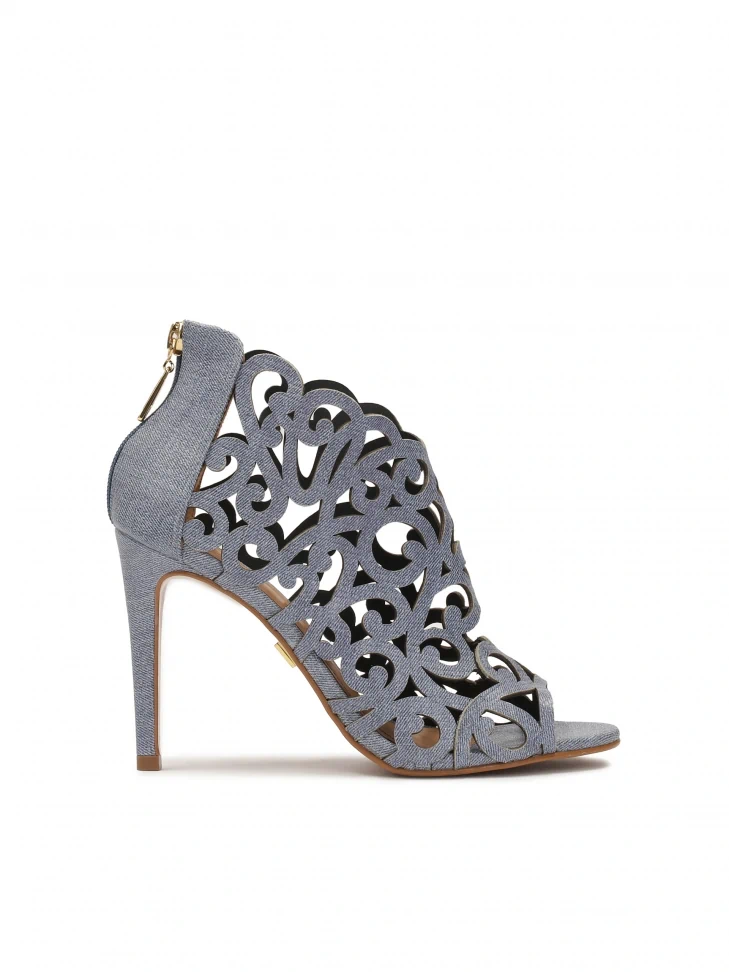kazar Blue peep toe boots with striking cut-out upper