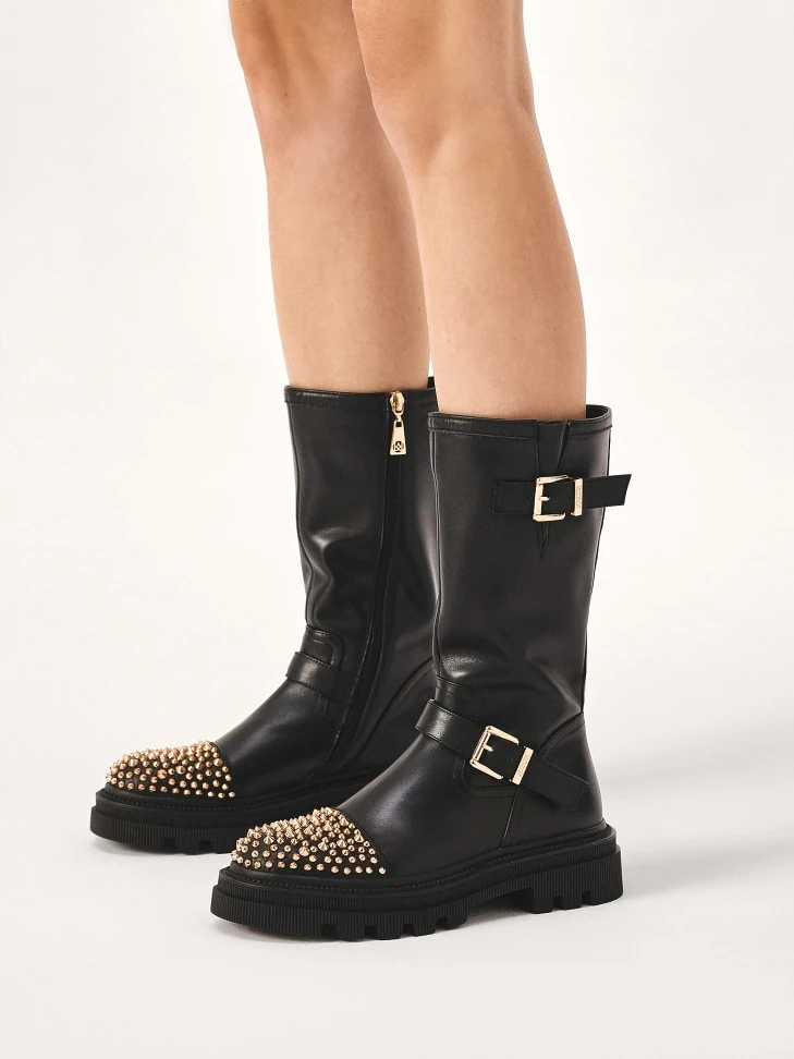 Kazar Boots On A Thick Sole Decorated With Rhinestones