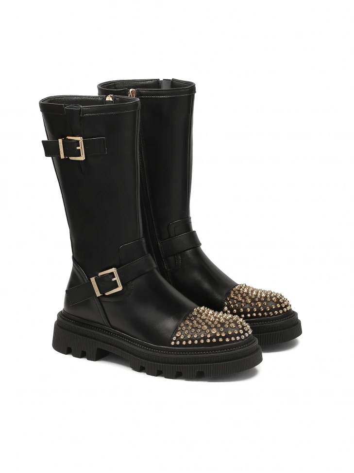 Kazar Boots On A Thick Sole Decorated With Rhinestones