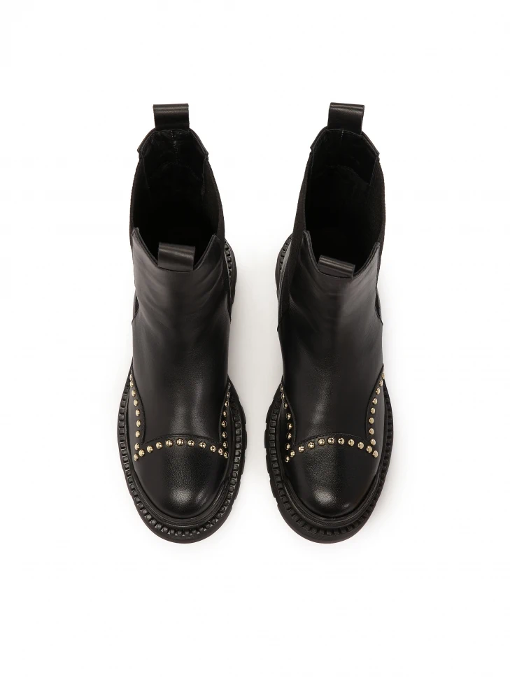 Kazar Boots With Slip-on Upper Decorated With Round Rivets