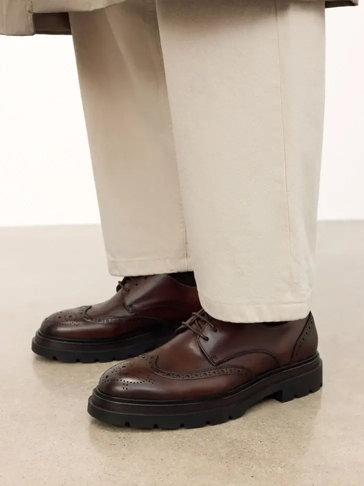 Kazar Brown Derby Style BROGUES With Openwork Embellishment