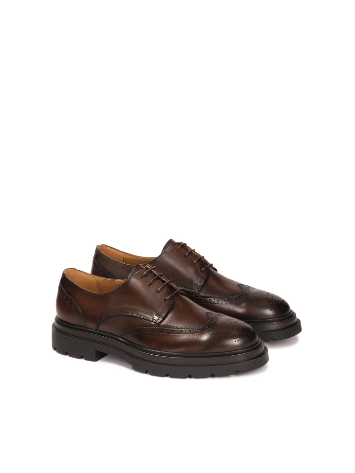 Kazar Brown Derby Style BROGUES With Openwork Embellishment