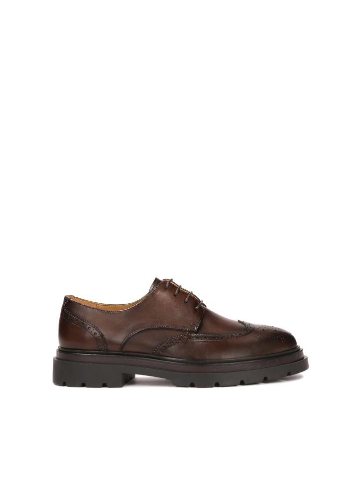 kazar Brown derby style BROGUES with openwork embellishment