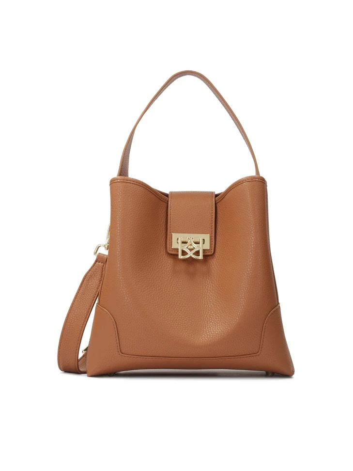 kazar Brown handbag with hand grip and shoulder strap