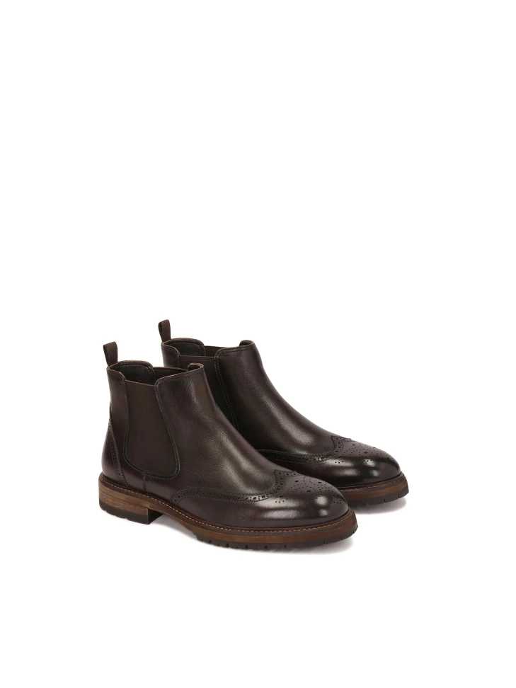 Kazar Brown Leather Chelsea Boots With Ornamentation