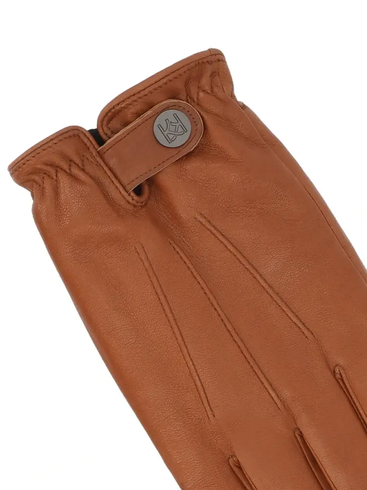 Kazar Brown Leather Gloves With Touch Screen Function