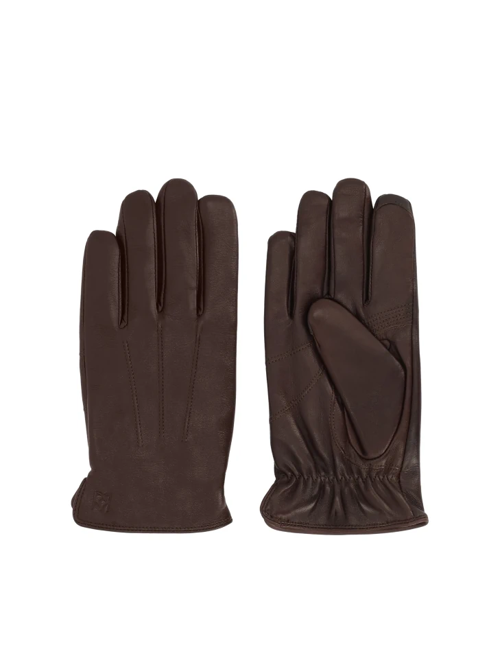 Kazar Brown Leather Gloves With Touch Screen Function