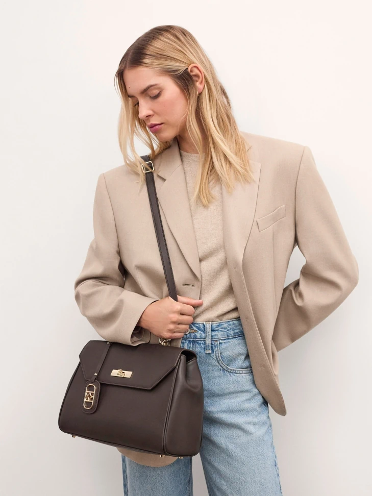 Kazar Brown Leather Handbag In The Shape Of A Trunk