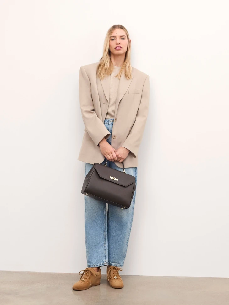 Kazar Brown Leather Handbag In The Shape Of A Trunk