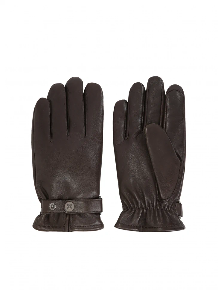 Kazar Brown Leather Men's Gloves With Adjustable Strap