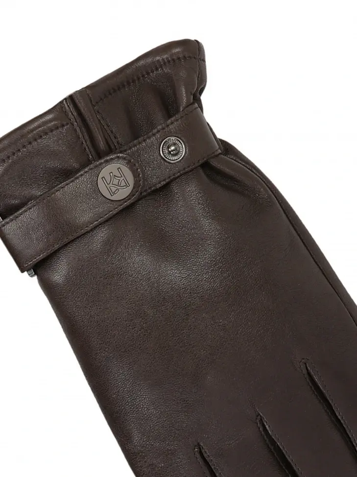 Kazar Brown Leather Men's Gloves With Adjustable Strap