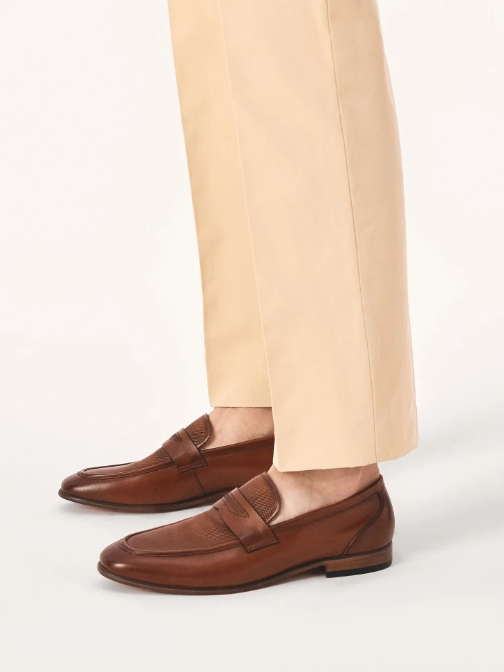 Kazar Brown Loafers Decorated With Leather Embossing