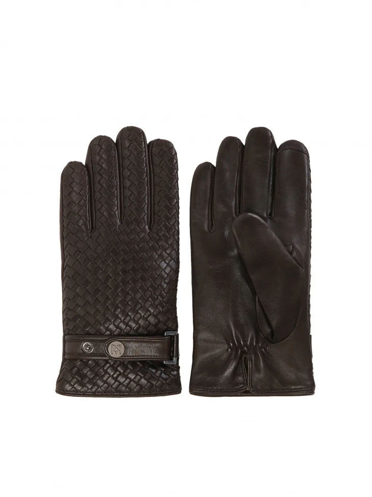Kazar Brown Men's Gloves With Glamorously Braided Leather