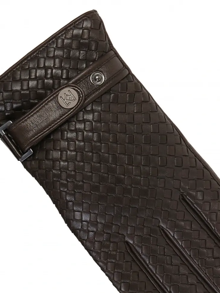 Kazar Brown Men's Gloves With Glamorously Braided Leather