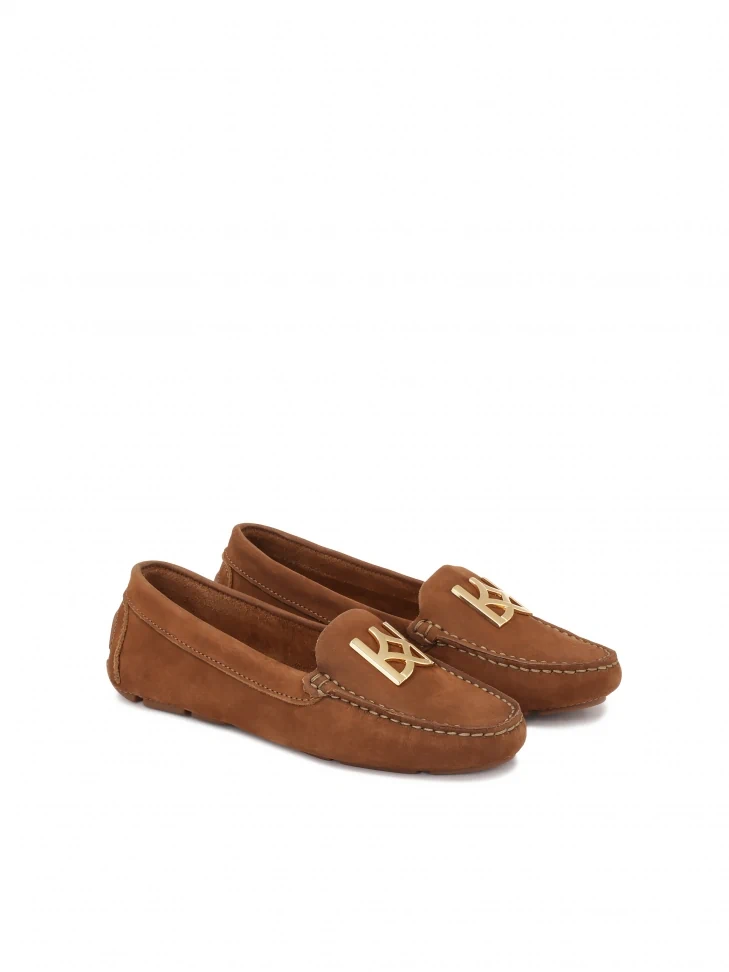 Kazar Brown Moccasins With Large Metal Monogram KAZAR