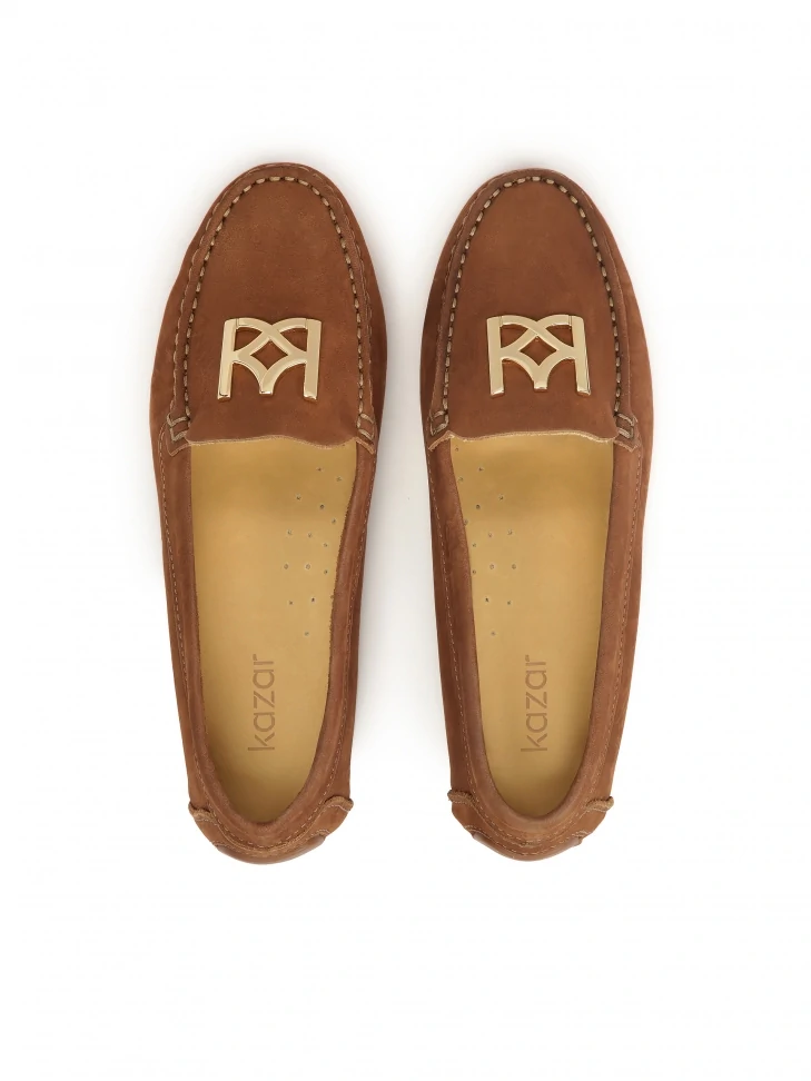 Kazar Brown Moccasins With Large Metal Monogram KAZAR