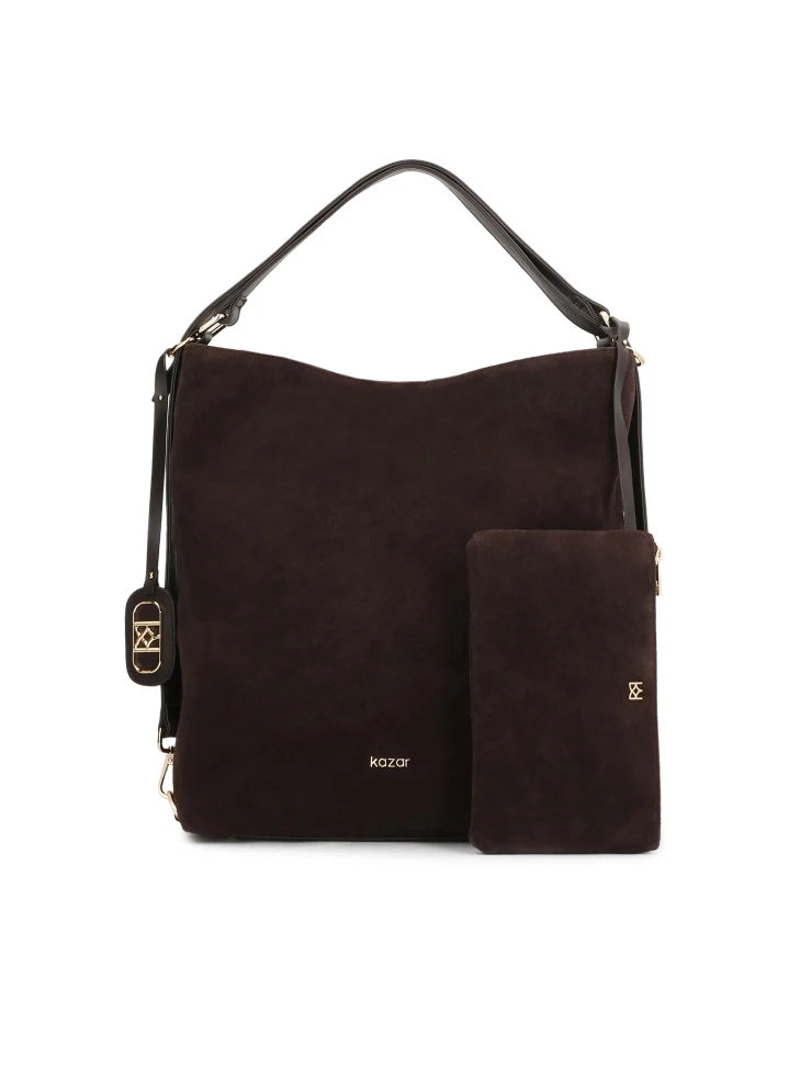 kazar Brown natural suede handbag with minimalist design