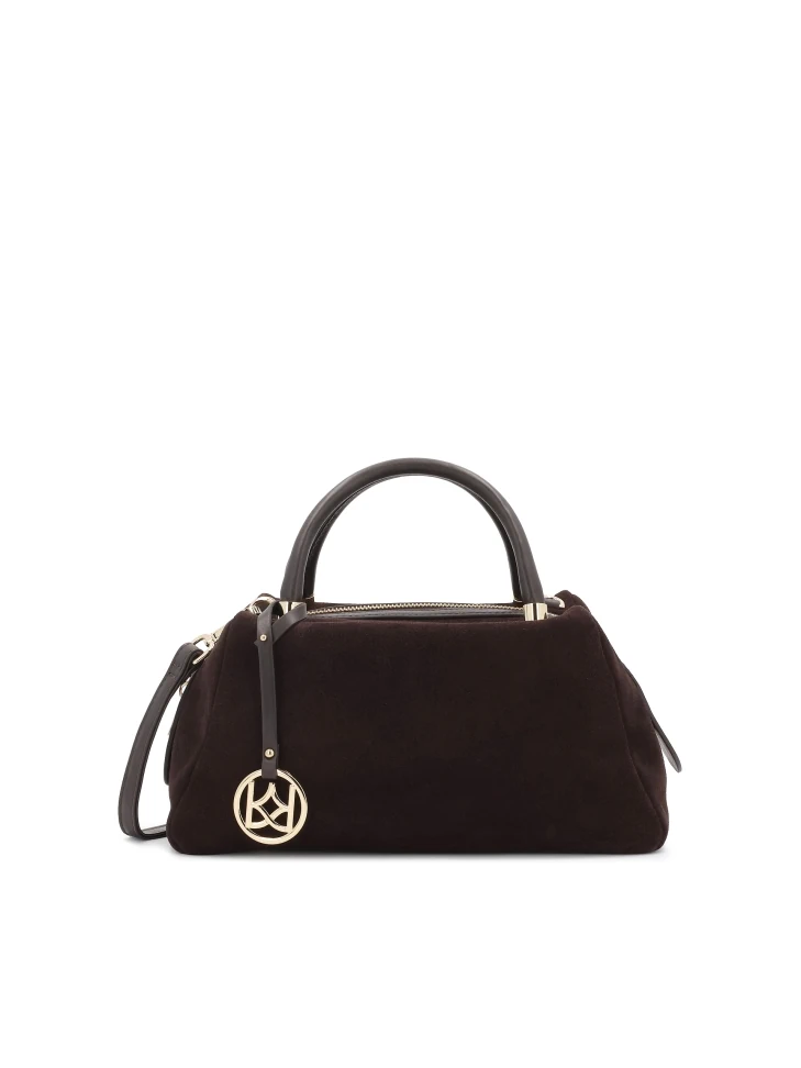 kazar Brown suede and genuine leather handbag with key ring