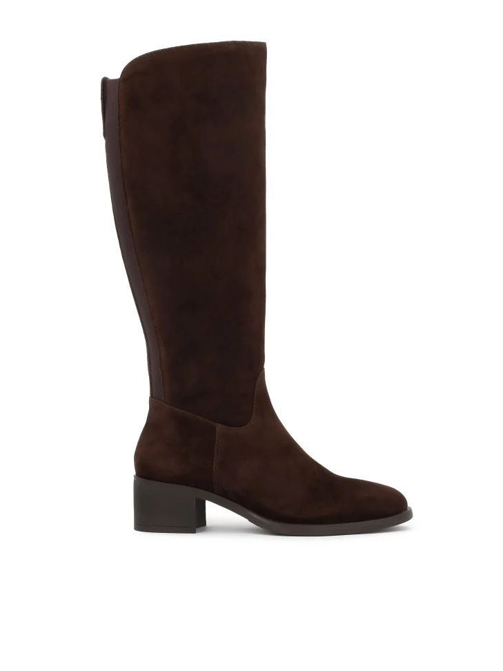 kazar Brown suede boots with elastic and zipper closure