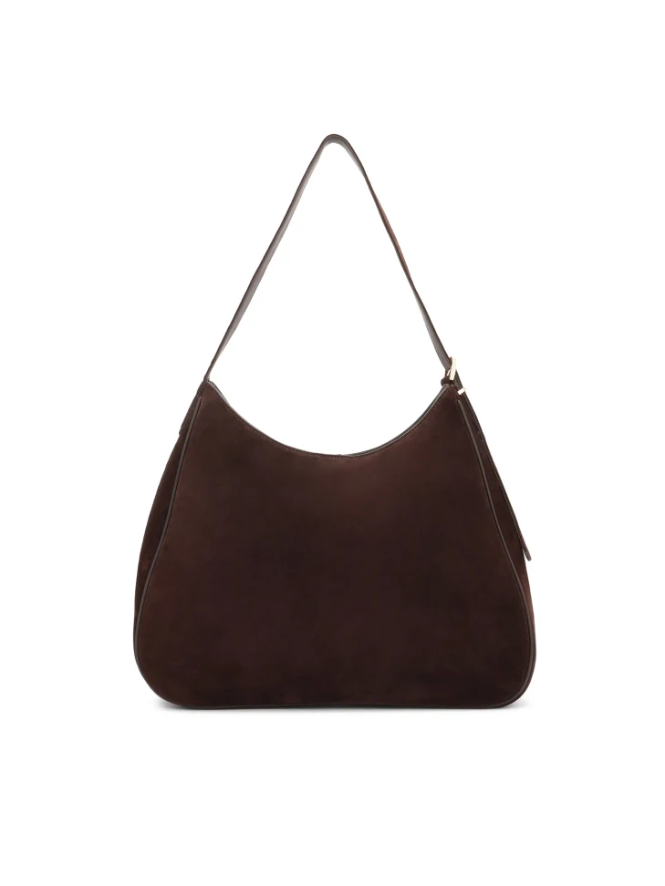 kazar Brown suede trapeze handbag with leather strap