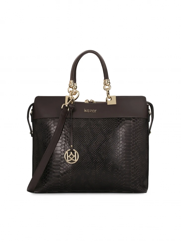 kazar Business brown handbag with embossed decoration