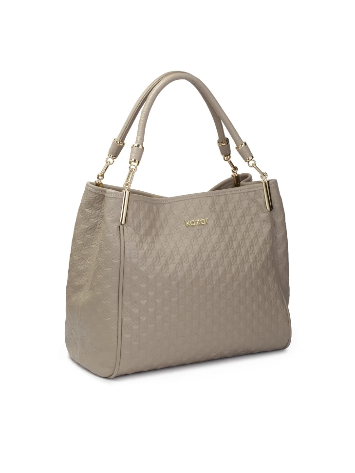 Kazar Capacious Shoulder Bag In Pattern Embossed Leather