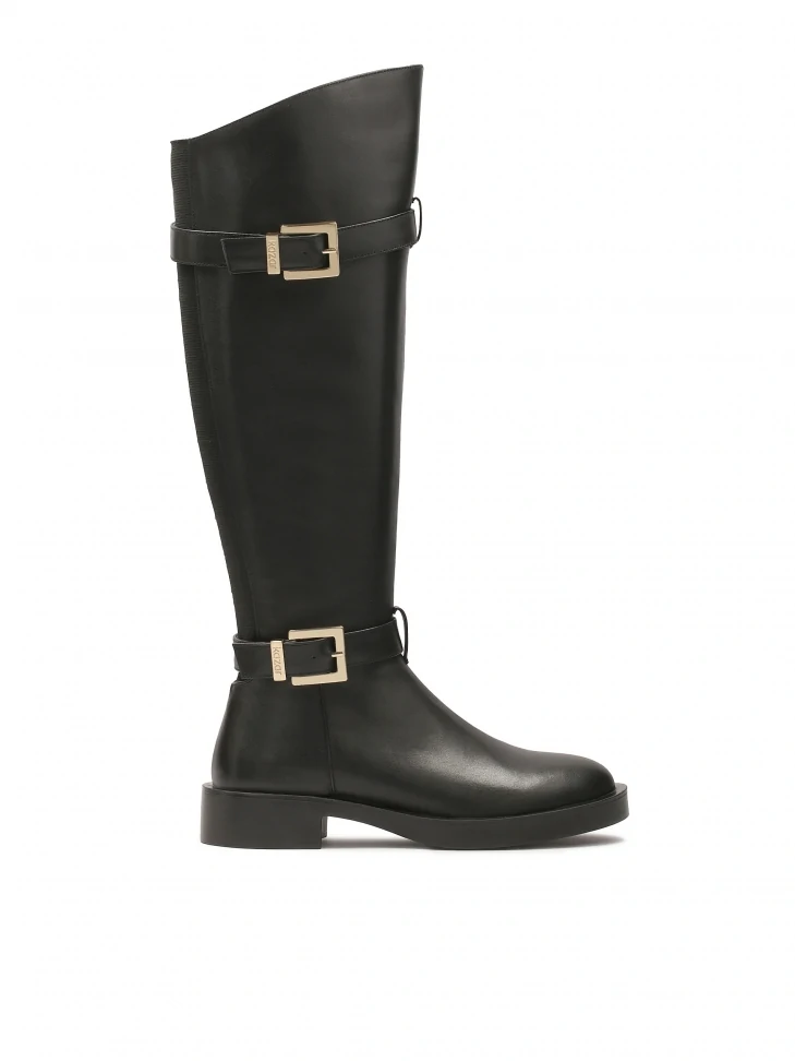 kazar Classic black boots decorated with buckles on the upper