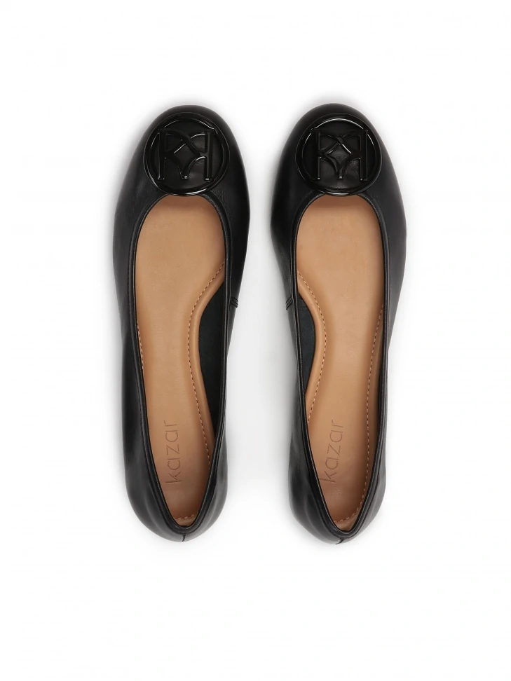 Kazar Classic Black Ladies' Ballet Flats Made Of Natural Leather