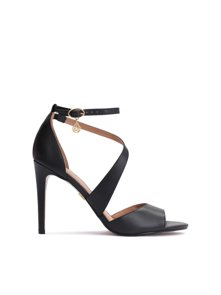 kazar Classic black leather sandals with a cross strap