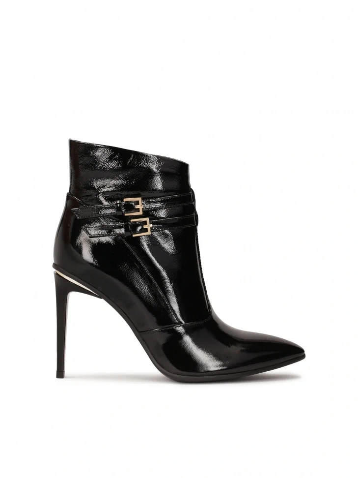 kazar Classic black patent leather stiletto heel boots