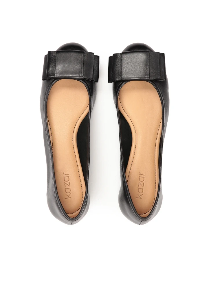 Kazar Classic Full Grain Leather Ballerinas Decorated With A Bow